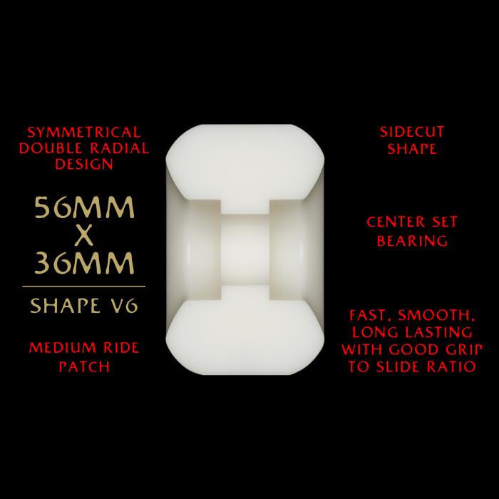 Powell Peralta Dragon Formula Skateboard Wheels 56mm x 36mm 93A V6 Off White Red