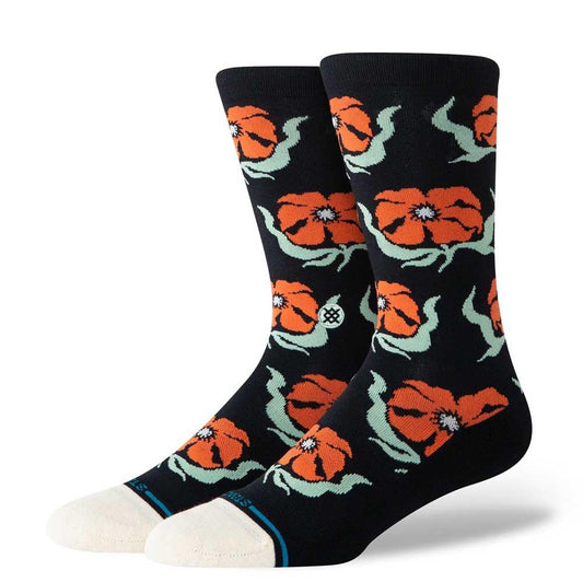 Stance Socks Broadcast Floral Crew Black Large