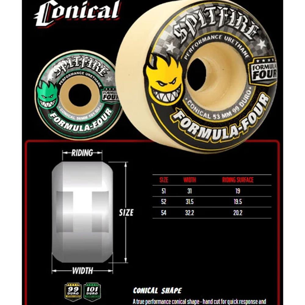 Spitfire Formula 4 Team Conical Colors 53mm Skateboard Wheels Pink 99a