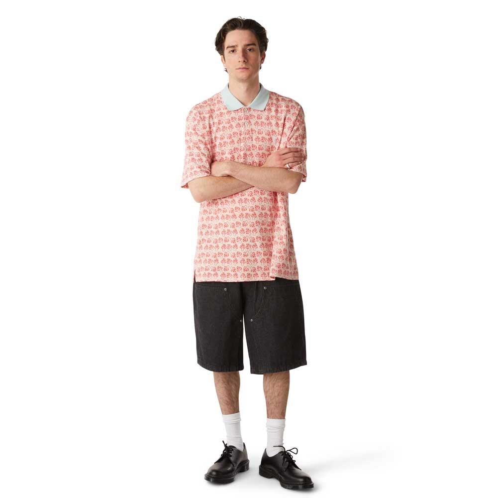 Huf Microdose Knit Short Sleeve Polo Shirt Red Blue