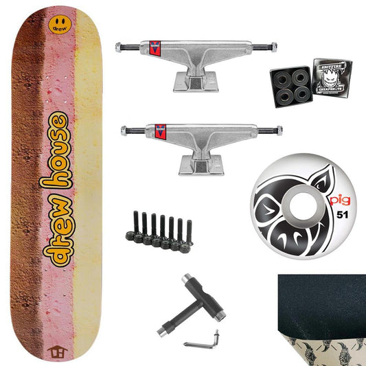 Drew House Cartoon Font Neapolitan Premium Complete Skateboard Kit Premium Venture Trucks Pig Wheels 8.25"
