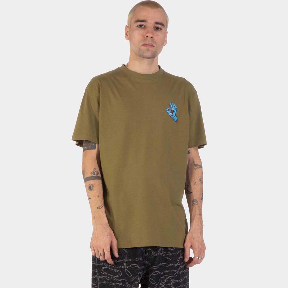 Santa Cruz Screaming Hand Chest T-Shirt Deep Olive