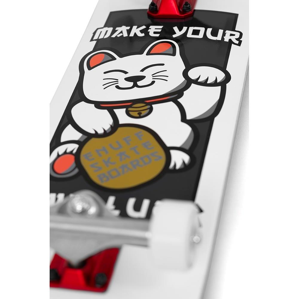 Enuff Lucky Cat Complete Skateboard 92A Medium Wheels White 8"
