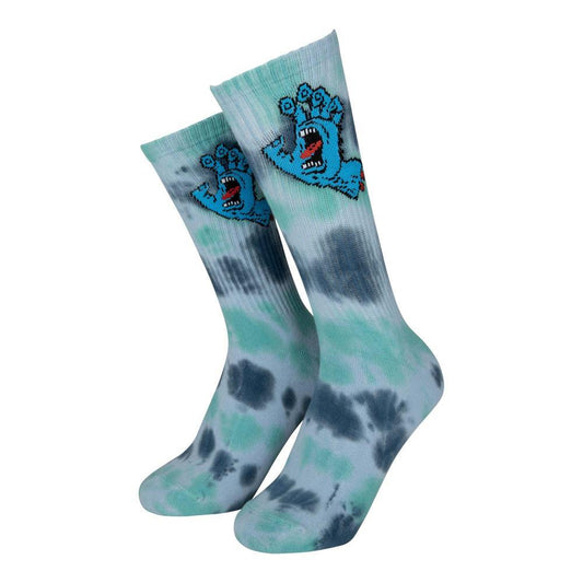 Santa Cruz Socks Screaming Hand Tie Dye Sock Fresh Blue Tie Dye UK 8-11 Adult