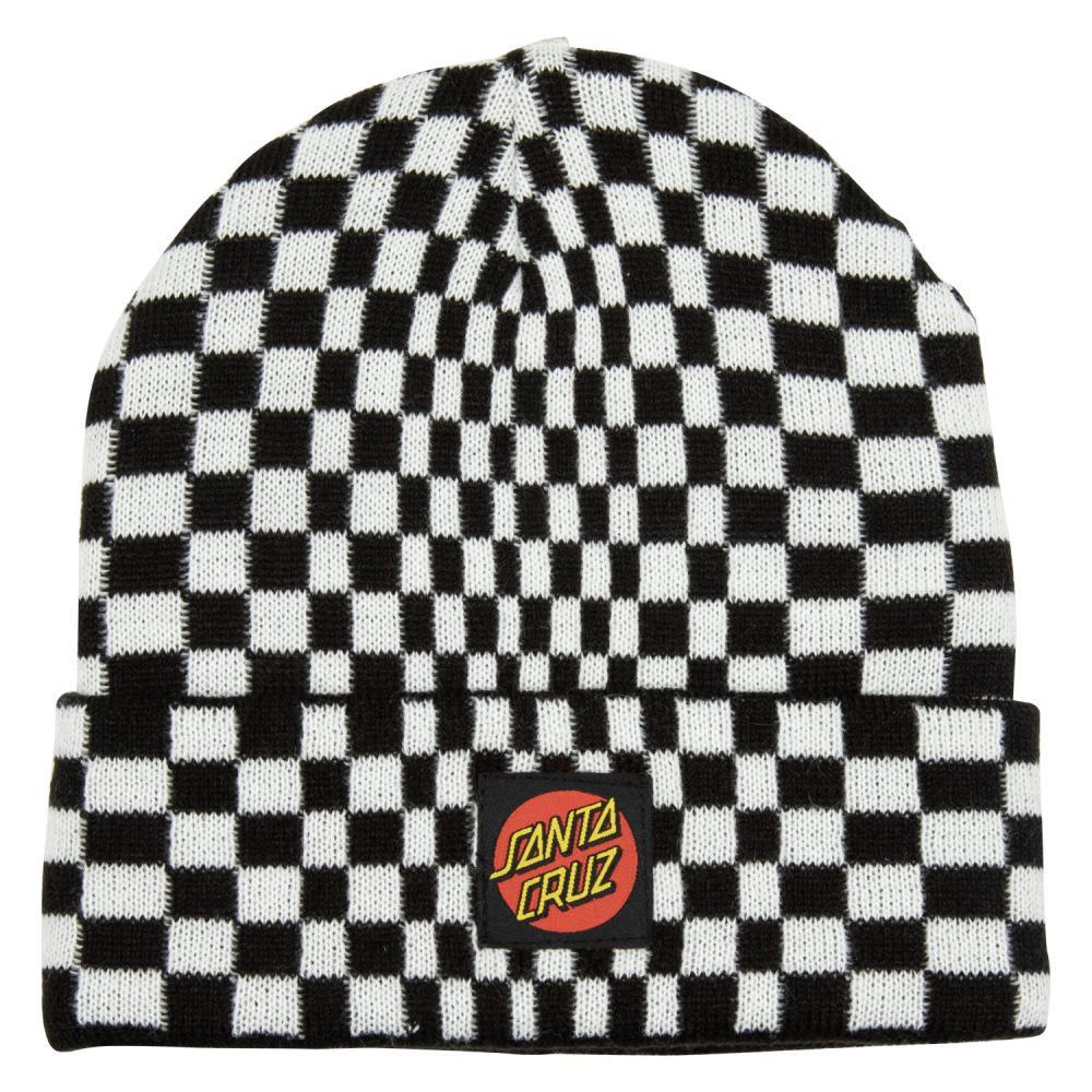 Santa Cruz Beanie Swindler Beat Checkered Black White One Size