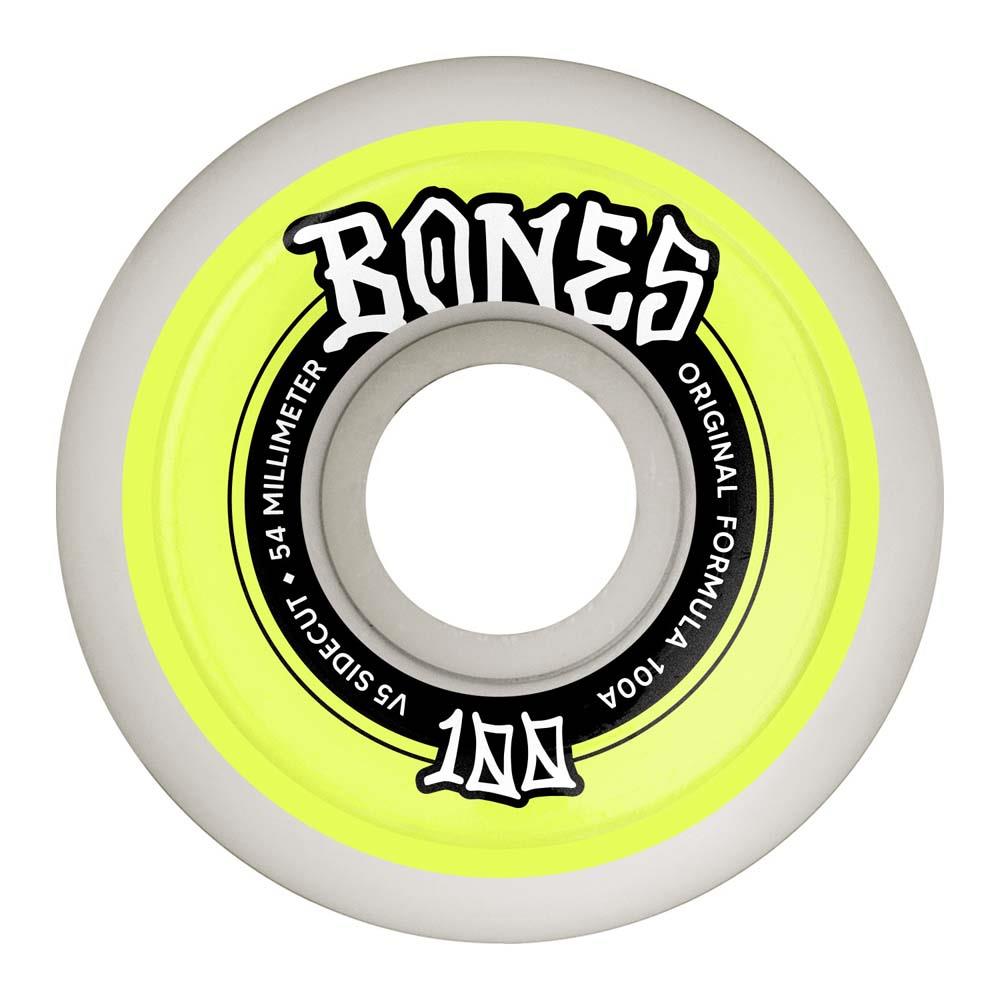 BONES OG Formula White Sidecuts V5 Skateboard Wheels 100A 54mm