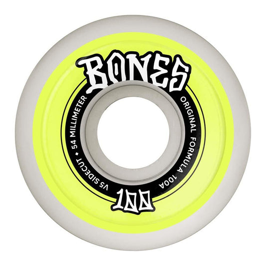 BONES OG Formula White Sidecuts V5 Skateboard Wheels 100A 54mm
