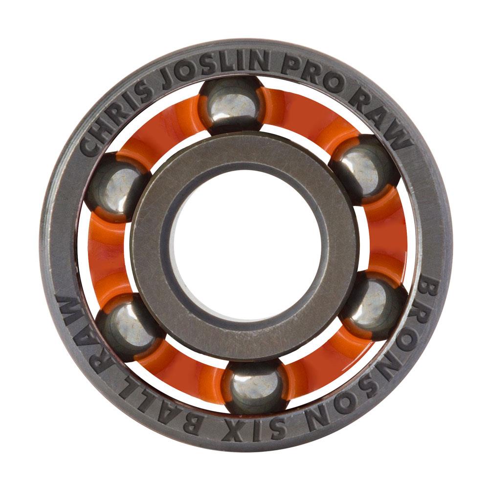 Bronson Speed Co. Skateboard Bearings Chris Joslin Pro 6-Ball Raw Silver Orange