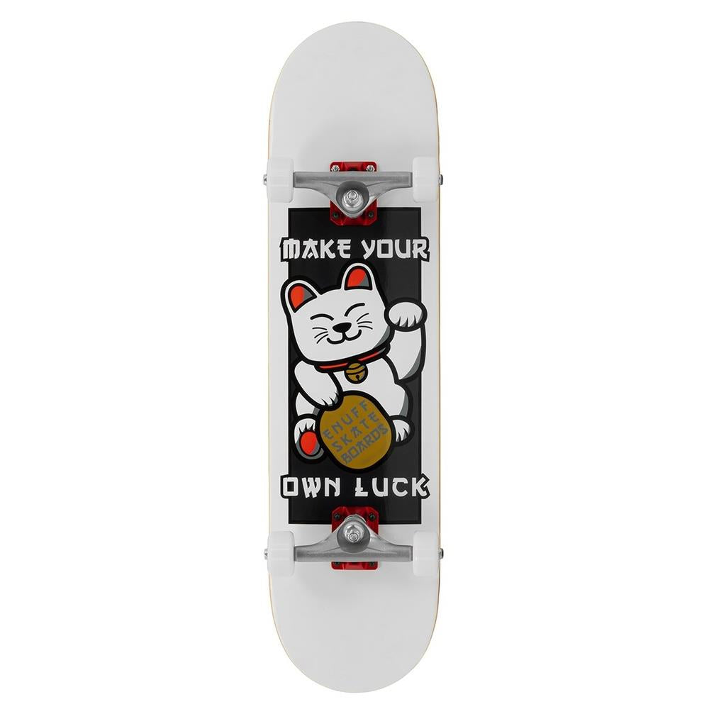 Enuff Lucky Cat Complete Skateboard 92A Medium Wheels White 8"