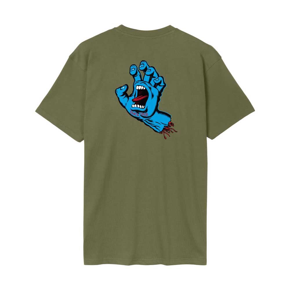 Santa Cruz Screaming Hand Chest T-Shirt Deep Olive