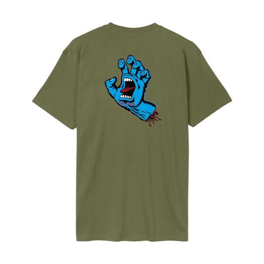 Santa Cruz Screaming Hand Chest T-Shirt Deep Olive