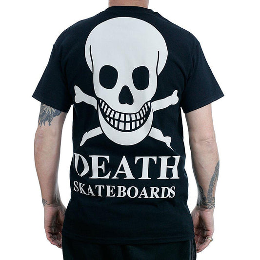 Death Skateboards T-Shirt OG Skull Backprint Black White Print