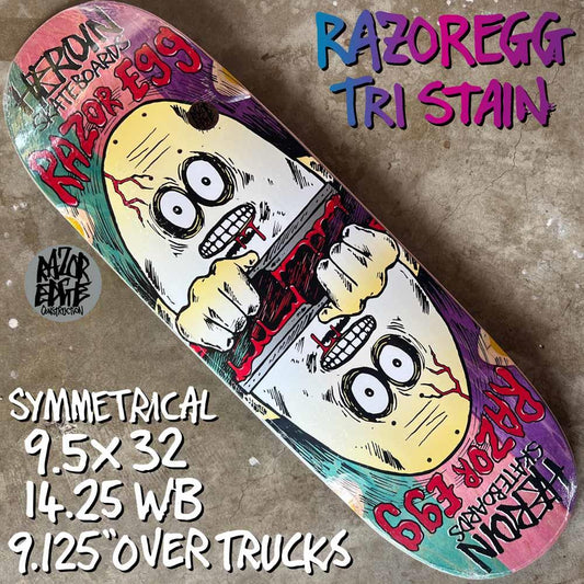 Heroin Skateboards Razoregg Symmetrical Tri Stain Spliced Skateboard Deck 9.5"