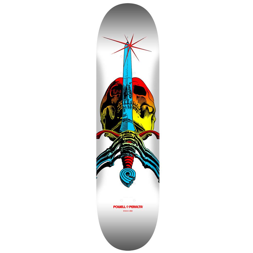 Powell Peralta Skull & Sword Deck Yellow Fade White Skateboard Deck 8.25"