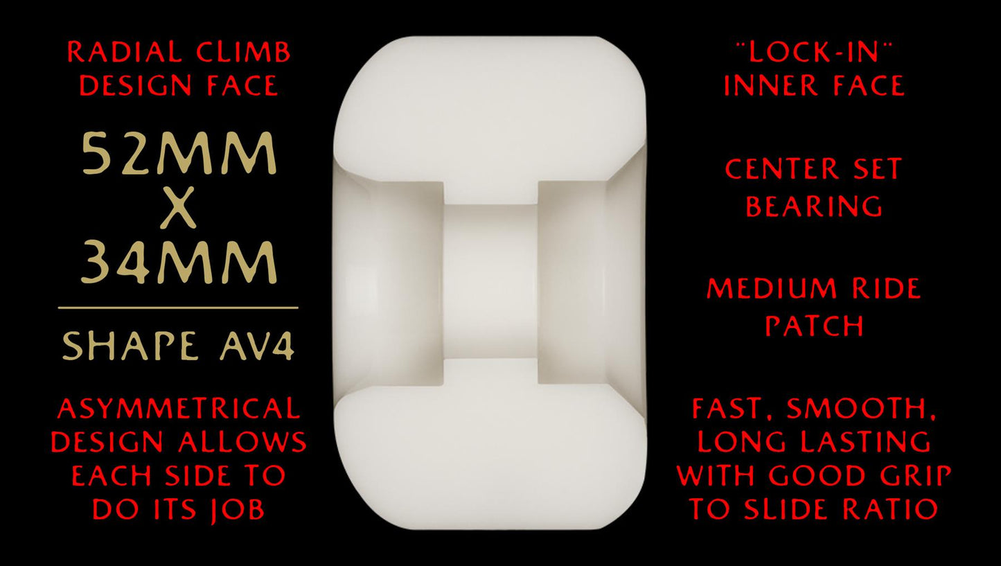 Powell Peralta Dragon Formula Skateboard Wheels Nano Rat 52mm x 34mm 93A AV4 Off White Red