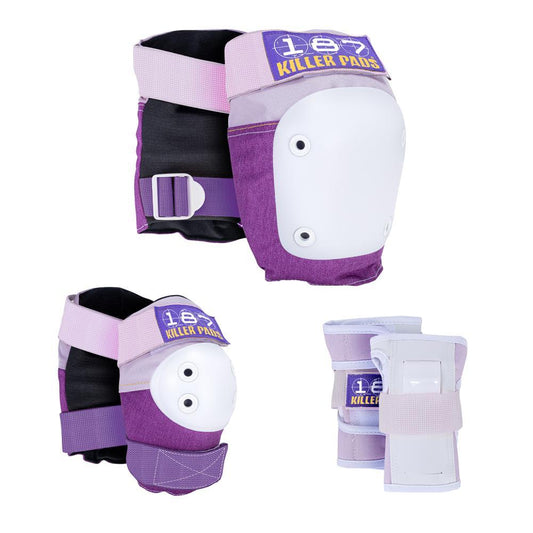187 Killer Pads Adult Six Pack Set Knee Elbow Wrist Guards Purple