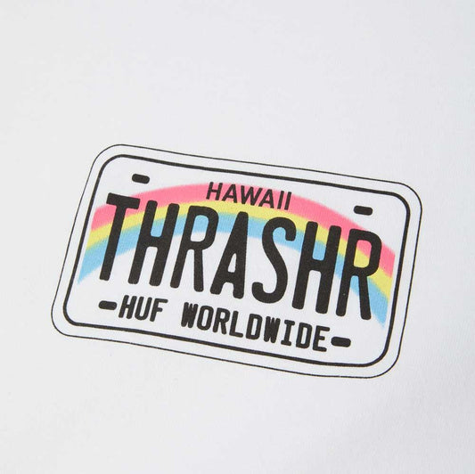 HUF x Thrasher License Plate Short Sleeve T-Shirt White