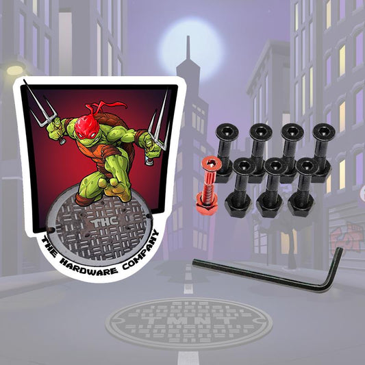 THC The Hardware Company TMNT Raph Red Skateboard Nuts & Bolts 1" Allen Key & Sticker