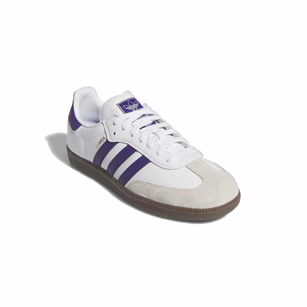 Adidas Skateboarding Samba ADV White Collegiate Purple Gold Metallic Skate  Shoes