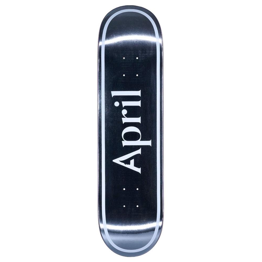 April OG Logo Silver Foil Black Skateboard Deck 8.38"