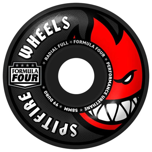 Spitfire Team Colors Formula 4 Skateboard Wheels 99 Radial Full 58mm Black