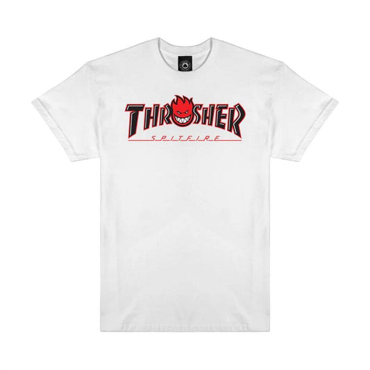 Thrasher x Spitfire T-Shirt Big Head Outline White