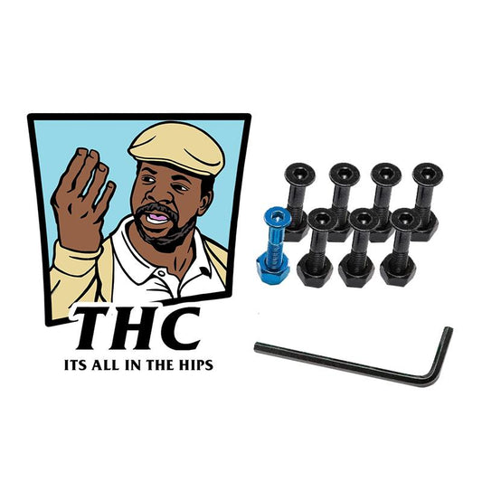 The Hardware Company THC Chubbs Blue Skateboard Nuts & Bolts 1" Allen Key & Sticker