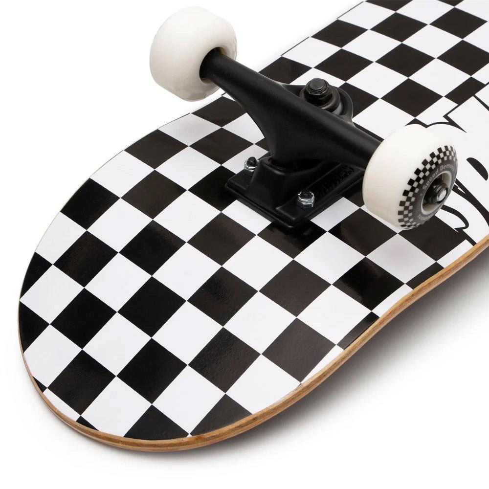 Speed Demons Checkers Factory Complete Skateboard Black White 8"