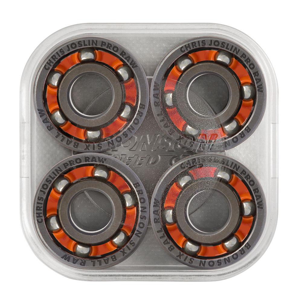 Bronson Speed Co. Skateboard Bearings Chris Joslin Pro 6-Ball Raw Silver Orange