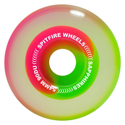Spitfire Soft Skateboard Wheels Sapphire Radial 90D Pink/Green 56mm