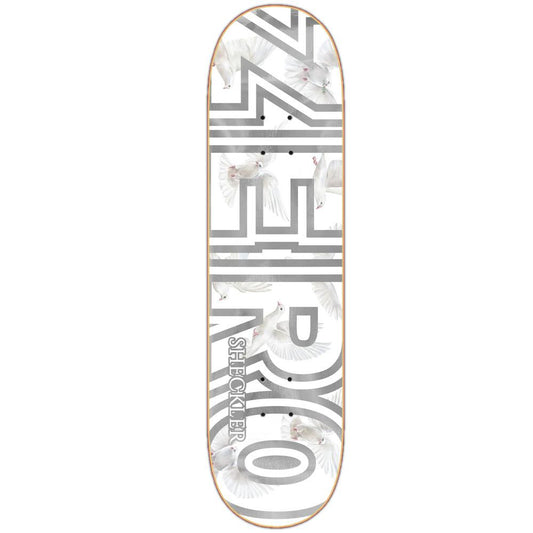 Zero Sheckler Bold Logo White Silver Foil Skateboard Deck 8.25"