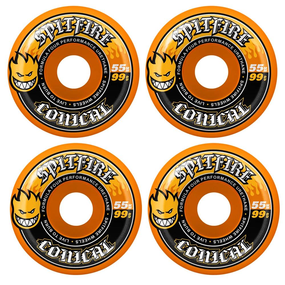 Spitfire Formula 4 Team Conical Colors 55mm Skateboard Wheels Orange 99a