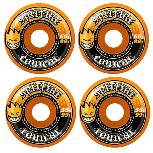 Spitfire Formula 4 Team Conical Colors 55mm Skateboard Wheels Orange 99a