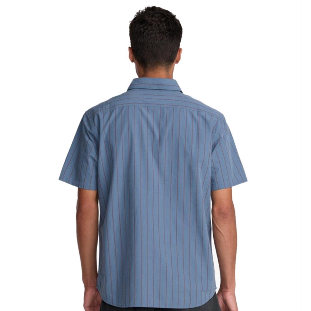 RVCA Dayshift Workwear Stripe Short Sleeve Shirt Vintage Navy