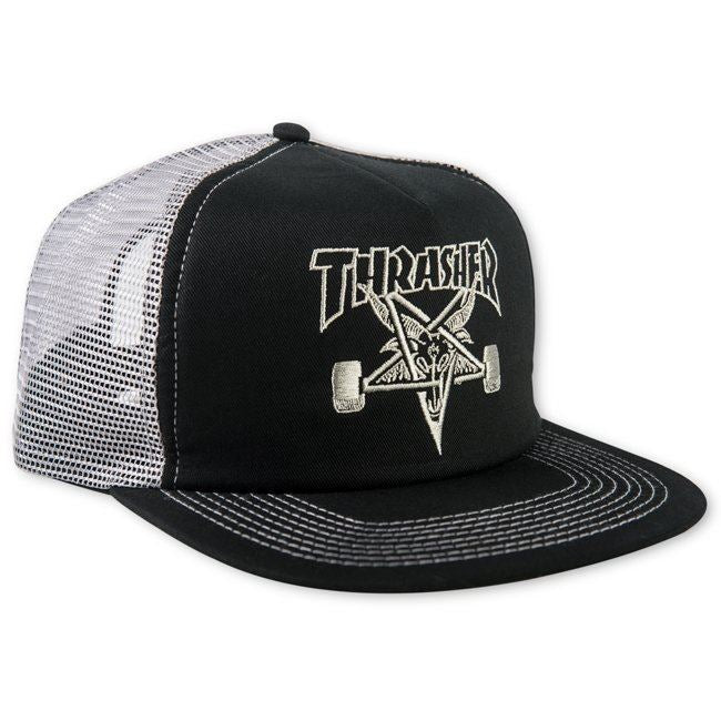 Thrasher Mesh Trucker Cap SK8 Goat Logo Embroidered Black/Grey