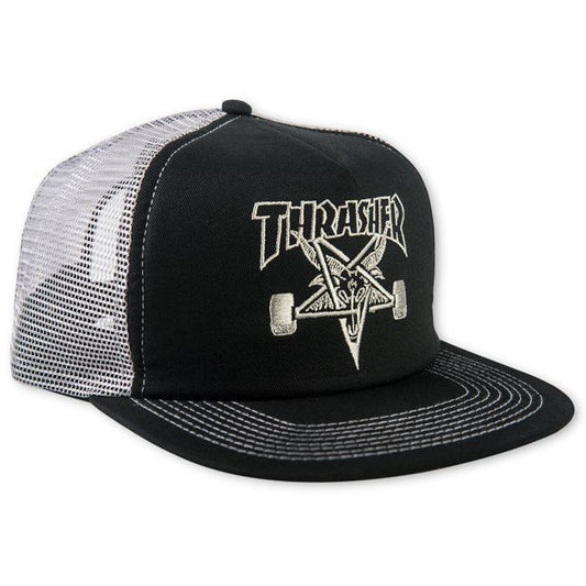 Thrasher Mesh Trucker Cap SK8 Goat Logo Embroidered Black/Grey