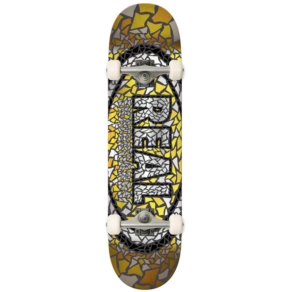 Real Foil Mosaic Series Factory Complete Skateboard Yellow 8"