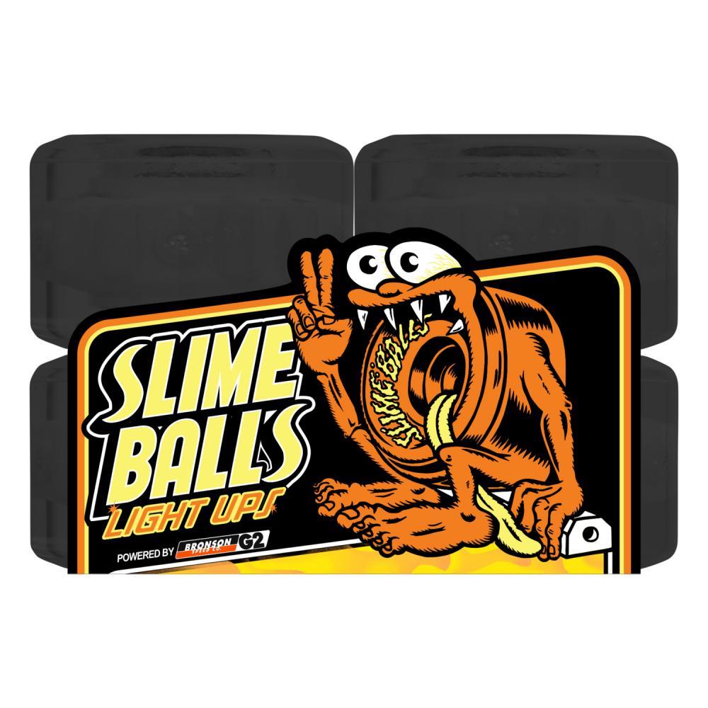 Slime Balls Light Up Skateboard Wheels SB Flame OG Soft 78a Black 66mm with Bronson G2 Bearings
