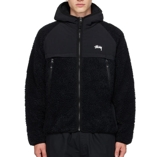 Stussy Sherpa Paneled Hooded Jacket black