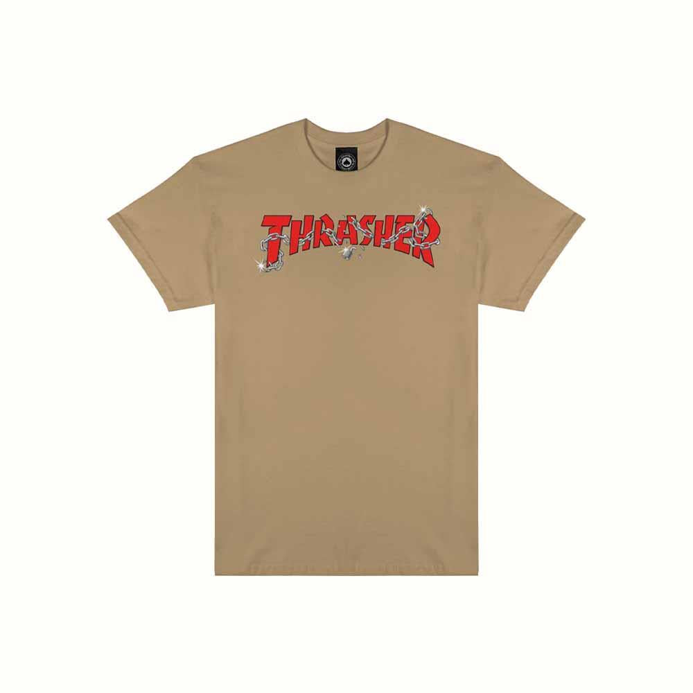 Thrasher Magazine Chains By Daniel Shepard T-Shirt Tan