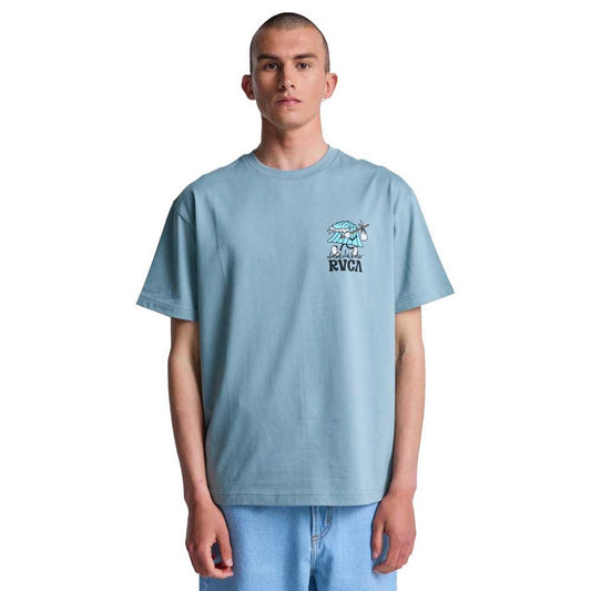 RVCA Keep looking Short Sleeve T-Shirt Lead Blue