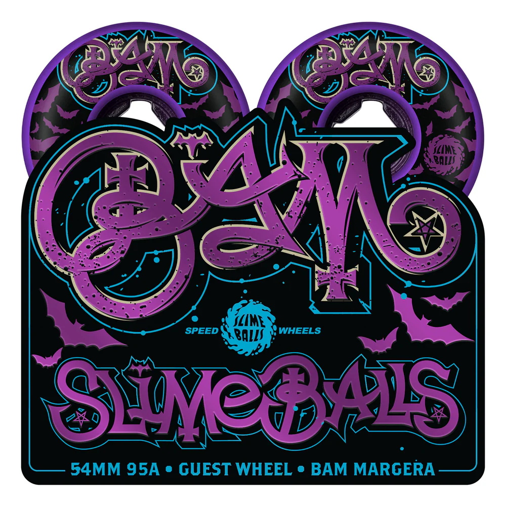 Slime Balls Bam Margera Guest Hardline Skateboard Wheels 95a Purple 54mm