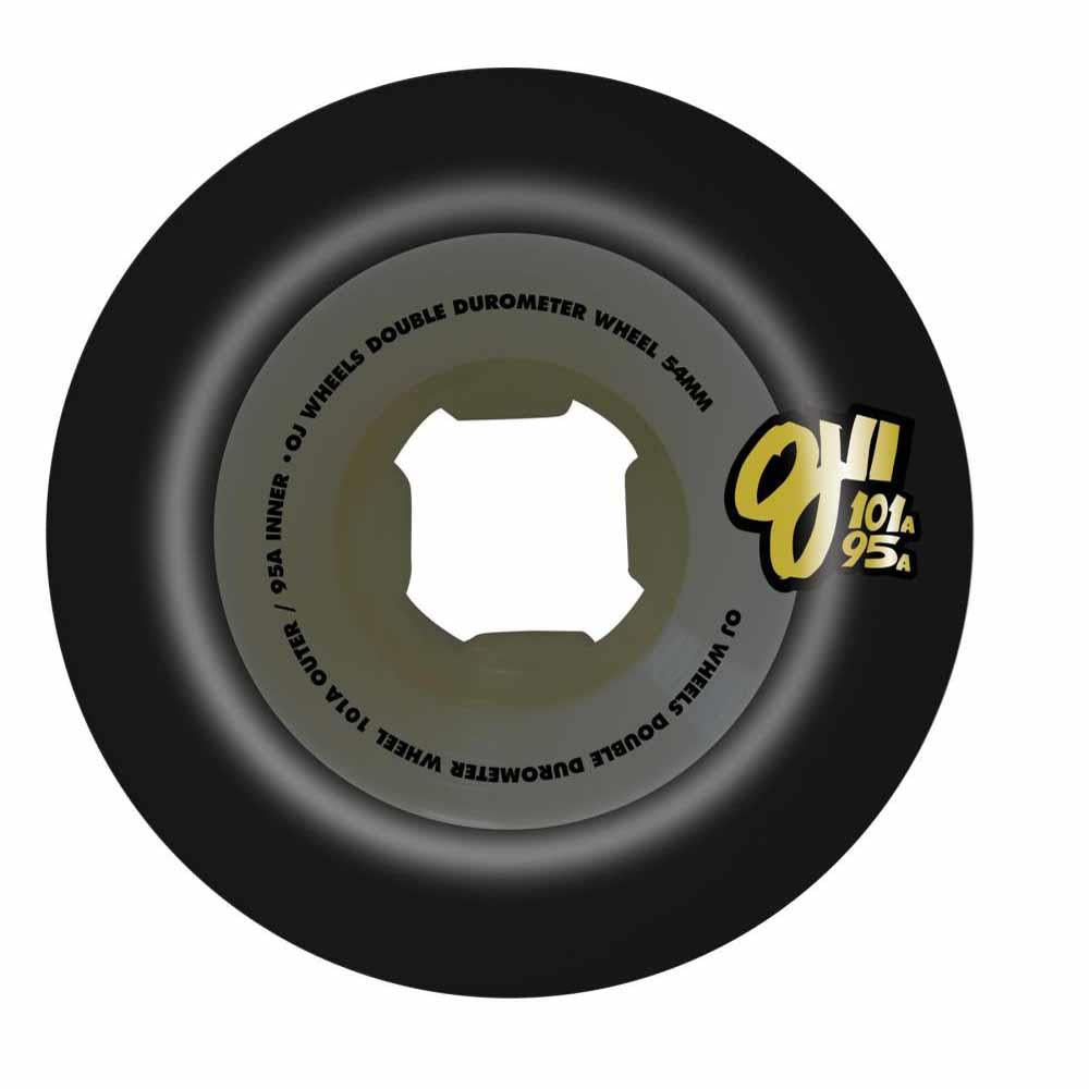 OJ WHEELS54mm99a OJ Skateboard Wheels Double Duro Black/Grey 54 mm