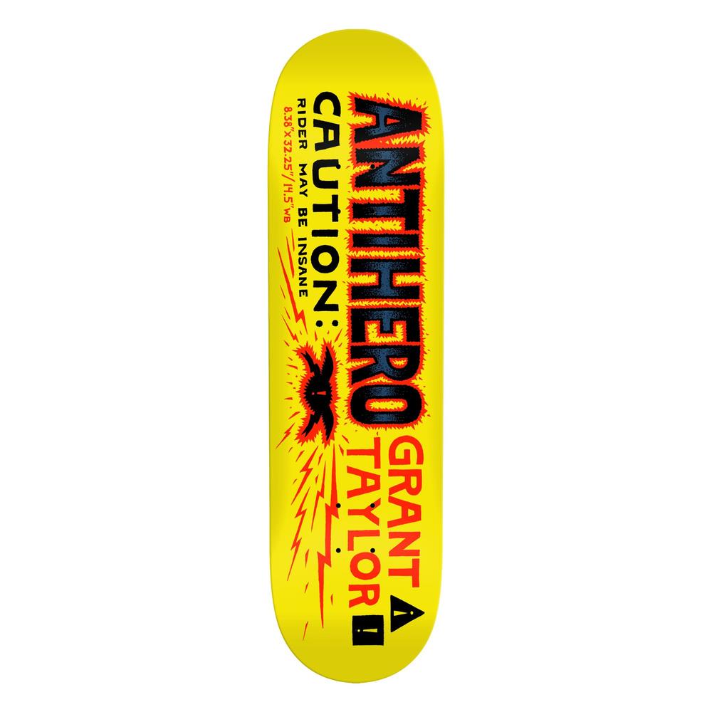 Antihero Grant Caution Skateboard Deck Yellow 8.38"