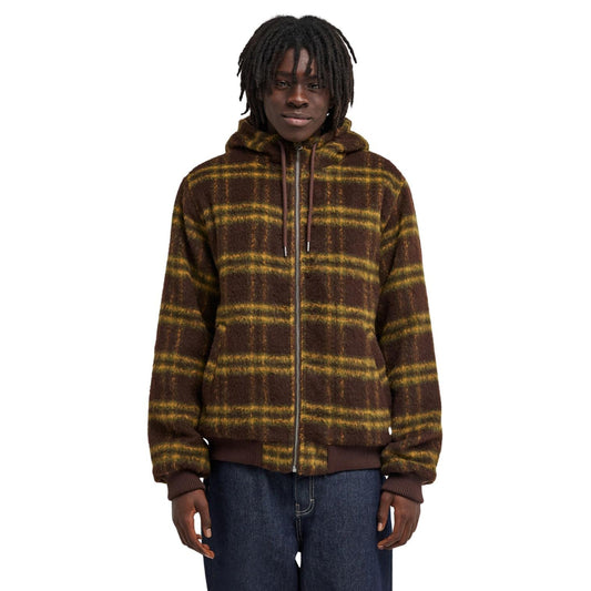 Element Dulcey Fuzzy Check Hooded Bomber Jacket Brushed Plaid Mole
