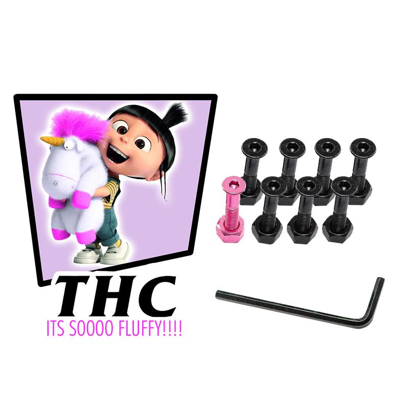 The Hardware Company THC Fluffy Pink Skateboard Nuts & Bolts 1" Allen Key & Sticker