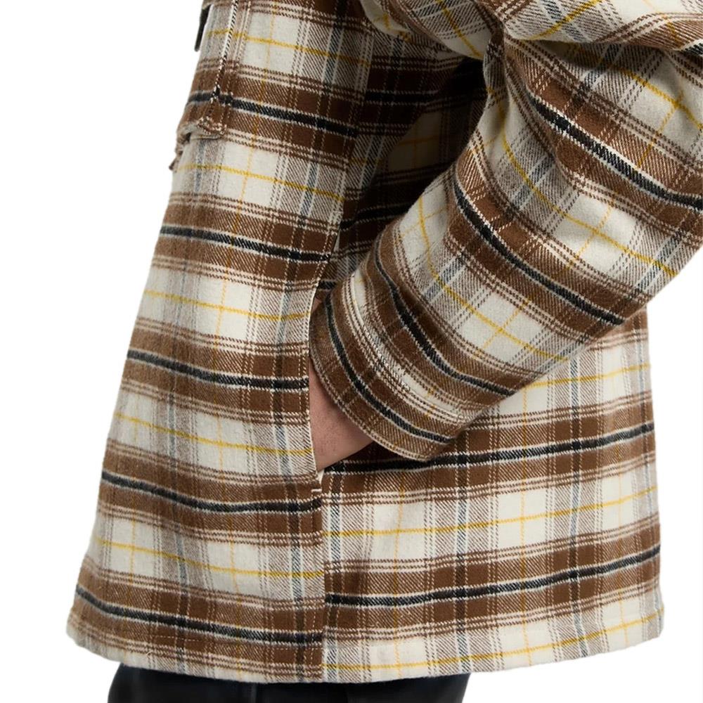 Dickies Eustis Hooded Flannel Shacket Egret Checkered