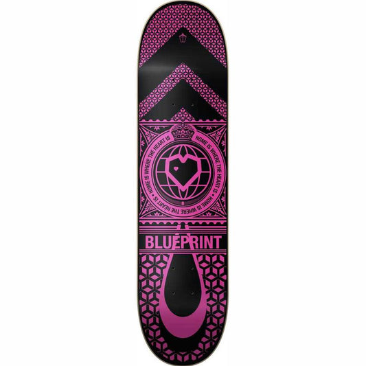 Blueprint Home Heart Skateboard Deck Black Pink 7.875"