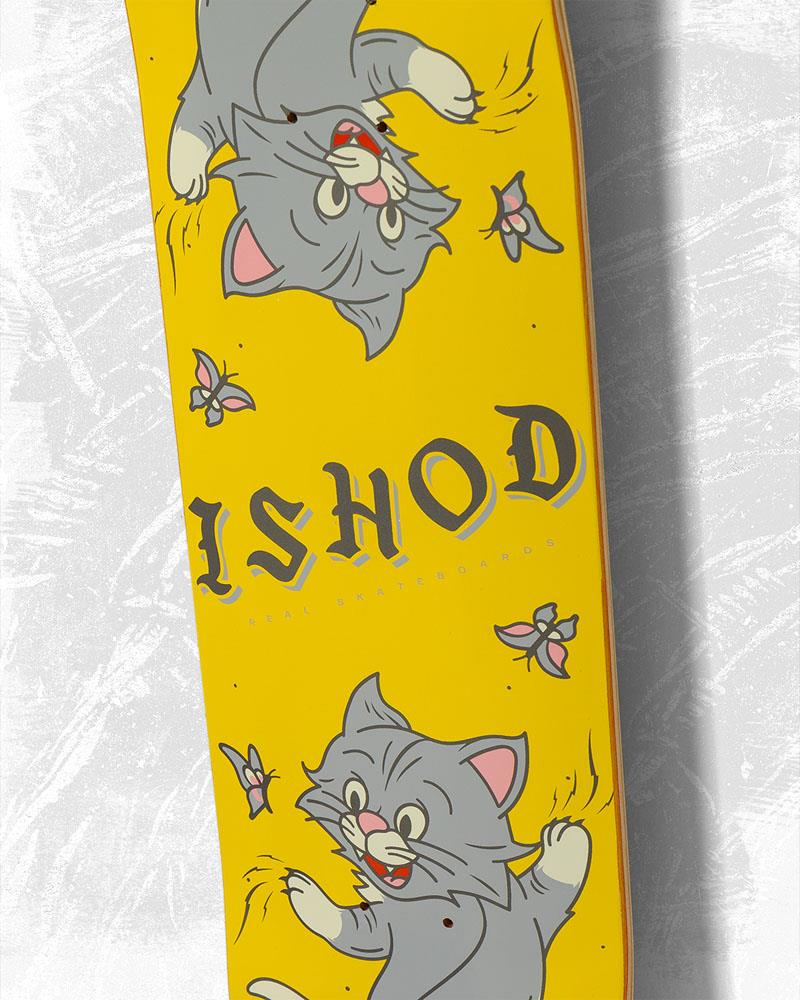 Real Ishod Kitten Scratch Twin Tail Skateboard Deck Yellow 8.0"