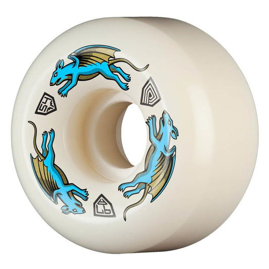 Powell Peralta Dragon Formula Skateboard Wheels Nano Rat 54mm x 34mm 97A AV6 Off White Blue